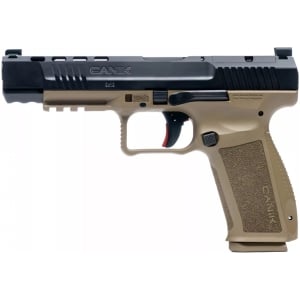 Canik Mete SFx 9mm pistol, 5.20 in barrel, FDE polymer frame and black optic-ready slide