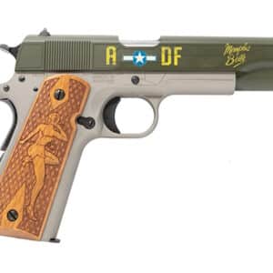 Auto-Ordnance 1911A1 Memphis Belle .45 ACP 5 inch barrel Cerakote pistol with engraved hardwood grips