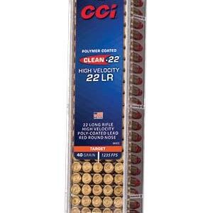 CCI Clean-22 High Velocity .22 LR 40gr LRN polymer-coated 100rd box
