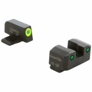 Ameriglo Trooper Tritium Handgun Sight Set for Sig with #8 Front and #8 Rear Green Rear Green with LumiGreen Front
