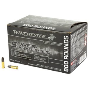 Winchester Super Suppressed .22 LR 45 grain subsonic ammunition 800 round box