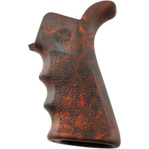 Hogue OverMolded AR-15 beavertail pistol grip in Red Lava with Cobblestone texture