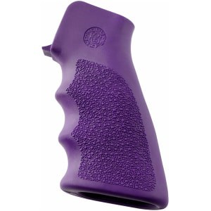 Hogue OverMolded purple cobblestone rubber AR-15/M16 pistol grip with finger grooves
