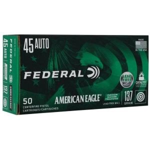 Federal American Eagle IRT lead-free .45 ACP 137gr FMJ ammunition, 50 rounds