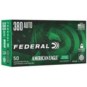 Federal American Eagle IRT .380 Auto 70gr lead-free handgun ammunition 50-count box