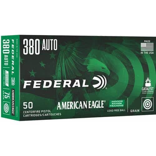 Federal American Eagle IRT .380 Auto 70gr lead-free handgun ammunition 50-count box