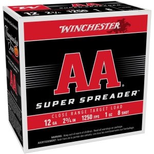 Winchester AA Spreader 12 GA 2.75in #8 1 oz shotgun shells box