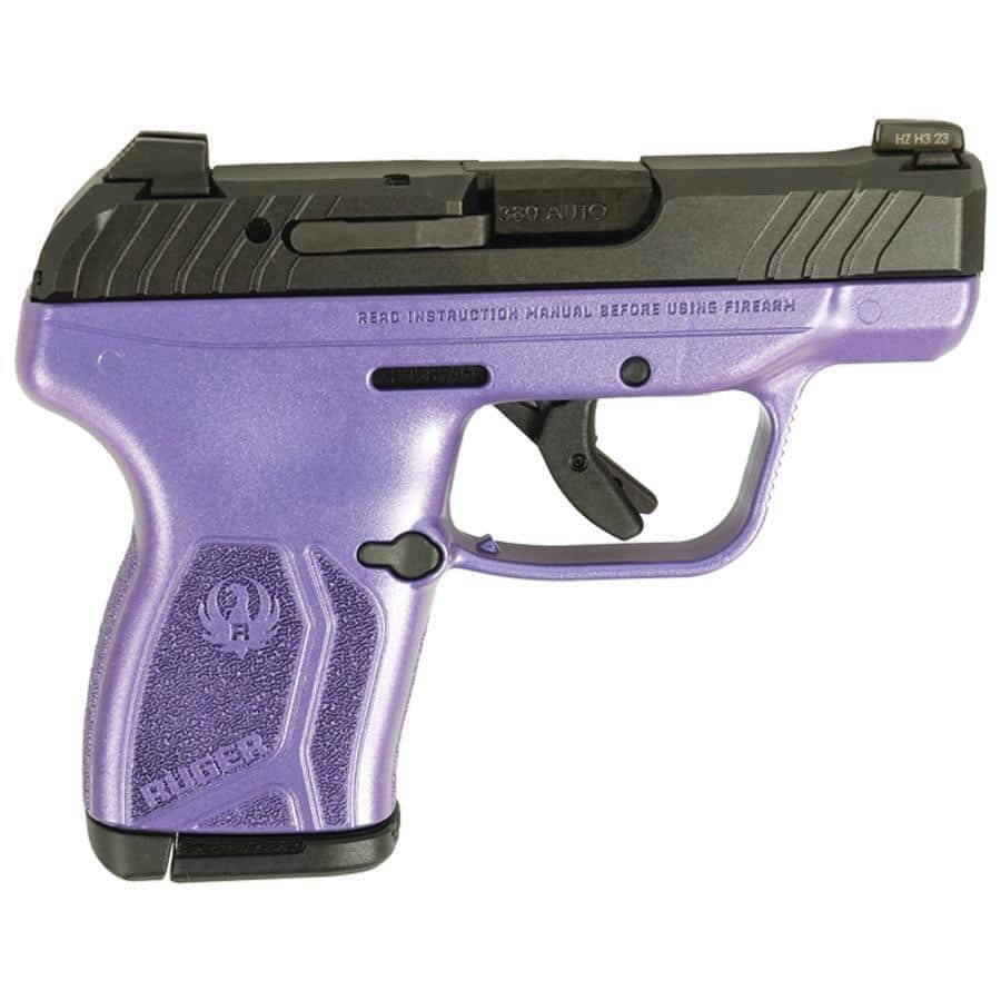 Ruger LCP 380 Max Purple Pearl Frame handgun right-side view