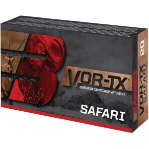 Barnes VOR-TX Safari 470 Nitro Express 500gr TSX Flat Base ammunition 20 per box