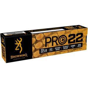 Browning PRO22 .22 LR 100-round box lead round nose ammunition