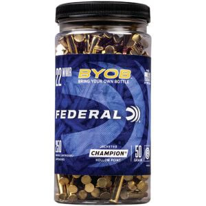 Federal Champion BYOB 250-count .22 WMR 50 gr Jacketed Hollow Point ammunition bottle