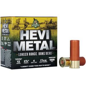HEVI-Metal Longer Range 12ga 2.75 in 1-1/8 oz #4 shotshell box