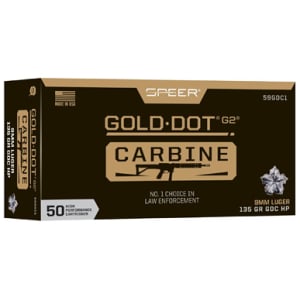 Speer Gold Dot G2 9mm Luger 135gr hollow point ammunition 50 round box