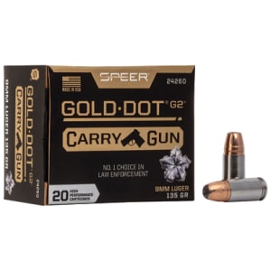 Speer Gold Dot Carry Gun 9mm 135gr jacketed hollow point 20rd box product image