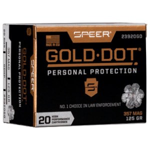 Speer Gold Dot .357 Magnum 125 gr Gold Dot Hollow Point ammunition 20rd box