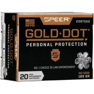 Speer Gold Dot .40 S&W 165 grain jacketed hollow point 20 round box