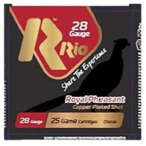 Rio Ammunition Royal Pheasant 28 gauge 2.75in 1 oz #5 copper-plated shotgun shells box