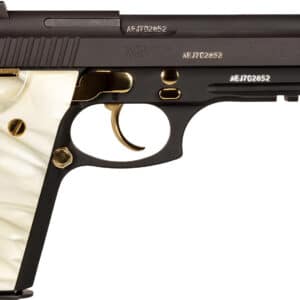 Taurus PT92 9mm 5in pistol black with gold accents and pearl grips (two 17-rd mags)