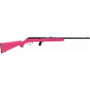 Savage Model 64F .22 LR rifle with 21-inch blued barrel and pink synthetic stock