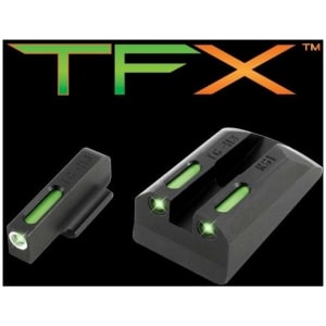 Truglo TFX Tritium/Fiber-Optic Day/Night Sights Fits Ruger SR9 / SR9C SR40 / SR40C SR45 - White Outline Front/Rear Green