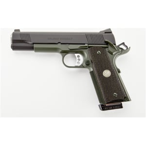 Wilson Combat CQB .45 ACP 5 inch pistol, black slide, OD green frame, diamond wood grips