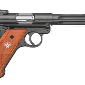 Ruger Mark IV Hunter TALO 5.5 inch fluted barrel .22 LR pistol with checkered laminate grips