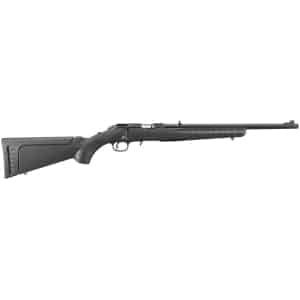 Ruger American Rimfire .22 WMR 18-inch threaded barrel rifle with black synthetic stock