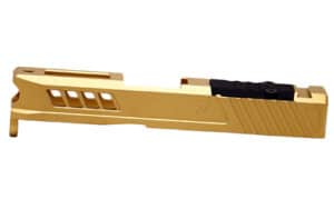 True Precision Axiom slide for Glock 43, RMS optic cut, Titanium Nitride gold finish