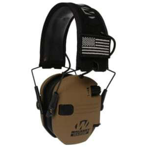 Walkers Razor Slim Patriot electronic hearing muff in battle brown and black, NRR 23 dB