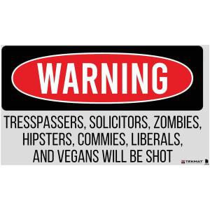 TekMat TEK42TRESPASSERS Trespassers Will Be Shot Door Mat Multi-Color Rubber 25"x42"