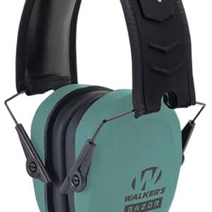 Walkers Razor Slim Passive Muff teal black over-the-head hearing protection 27 dB NRR
