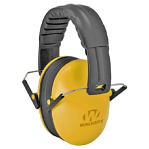 Walkers Ultra Compact folding kids earmuffs 23 dB yellow and black over-the-head