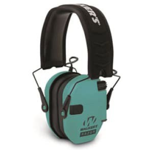 Walkers Razor Slim Electronic Muff in teal - low-profile over-the-head electronic hearing protection, NRR 23 dB