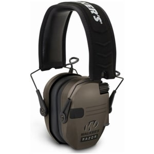 Walkers Razor Slim electronic hearing muffs in Flat Dark Earth, low-profile over-the-head design