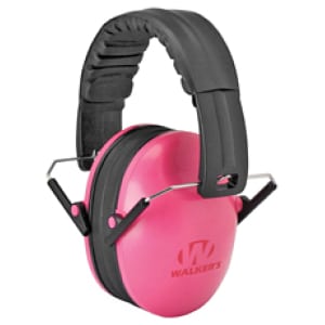 Walkers youth folding passive earmuffs pink 23 dB NRR over-the-head compact