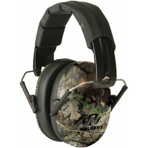 Walkers Pro Low Profile Folding Muff Mossy Oak over-the-head passive earmuffs