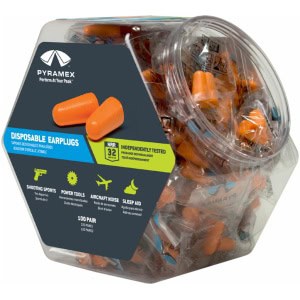 Pyramex PYDP1000BN orange polyurethane foam disposable earplugs 100 pair NRR 32 dB