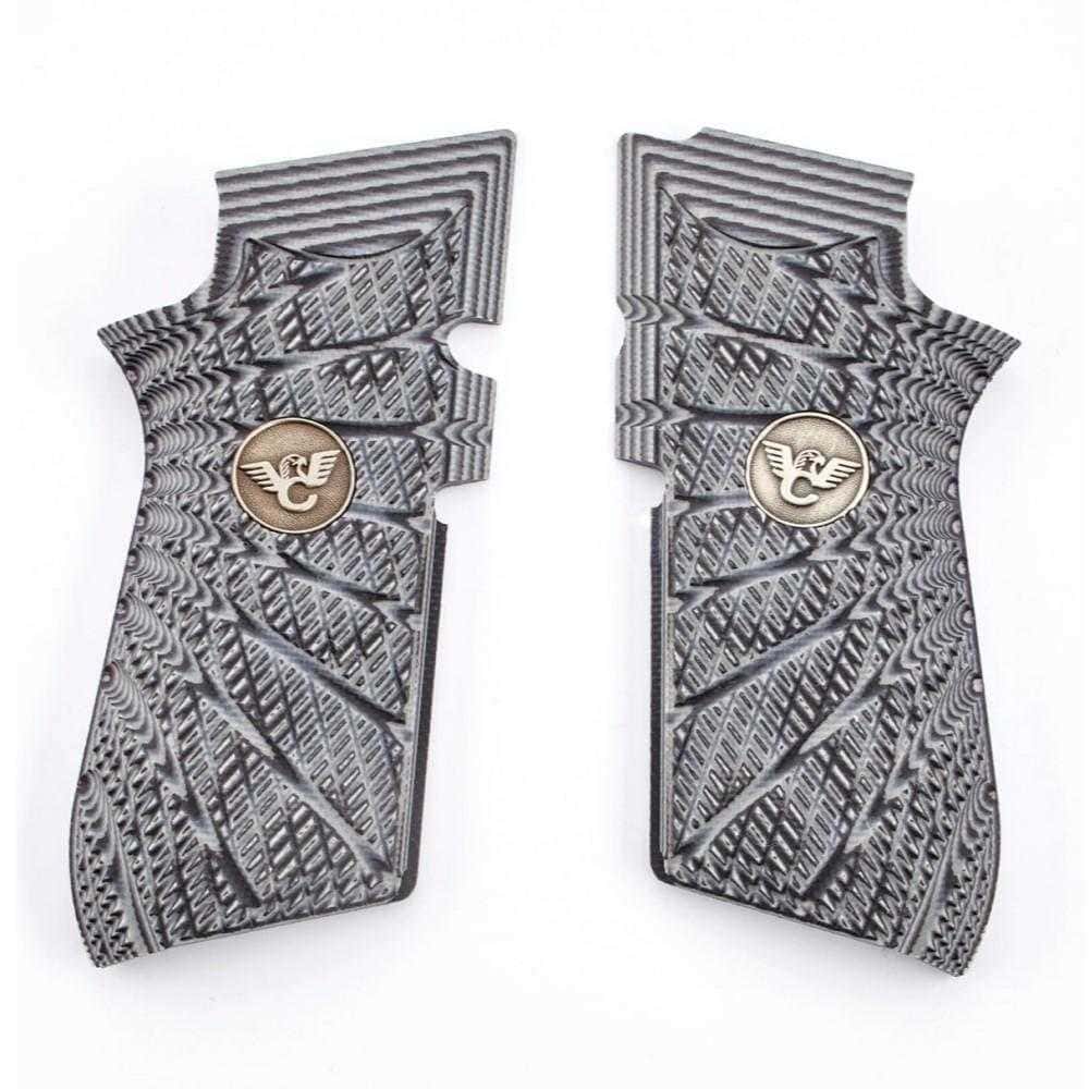 Wilson Combat EDC X9 Aggressive Starburst G-10 handgun grips grey black