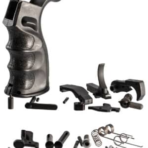 TacFire AR-10 Lower Parts Kit in black with PGAR-B pistol grip and assorted lower components