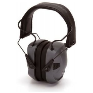 Pyramex Amp Bluetooth ear muffs in grey with Bluetooth and 26dB NRR