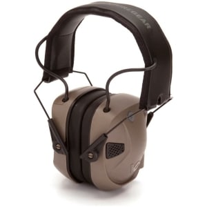 Pyramex Amp BT electronic earmuff in tan, 26dB NRR, Bluetooth