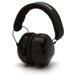 Pyramex VG80 Series black ear muffs with foam cups and fold-away padded headband