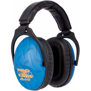 Pro Ears ReVO passive earmuffs PE26UY010 black with blue diamond plate pattern, youth over-the-head NRR 26 dB
