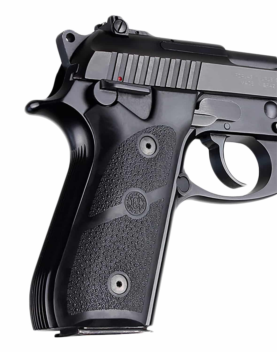 Hogue black rubber grip panels for Taurus PT pistols with cobblestone texture
