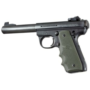 Hogue rubber pistol grip for Ruger 22/45 RP in OD Green with finger grooves