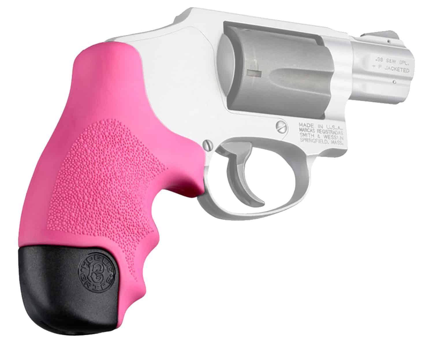 Hogue OverMolded Tamer pink cobblestone rubber grip for S&W J-Frame and Bodyguard