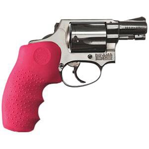 Hogue Monogrip overmolded rubber grip for Smith & Wesson J-Frame round butt in pink with cobblestone texture