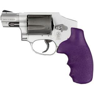 Hogue OverMolded Monogrip purple rubber grip with cobblestone texture for S&W J-frame round butt