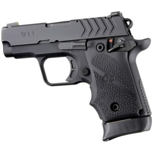 Hogue overmolded rubber grip for Springfield 911 .380 ambi safety, black, cobblestone texture