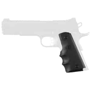 Hogue OverMolded rubber grip with finger grooves for 1911 Government - black